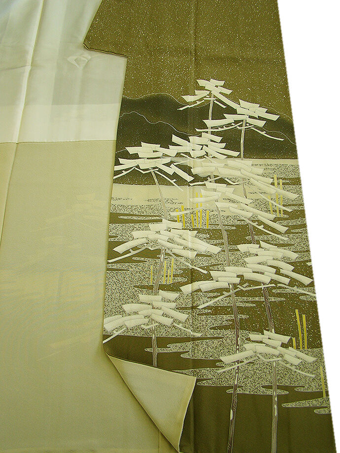 時代屋 美品！裄64.4ｃｍ 作家物 極上縮緬地 たたき染 附下げ 訪問着 正絹 仕立上り 袷 150ｃｍ～156ｃｍ HH698