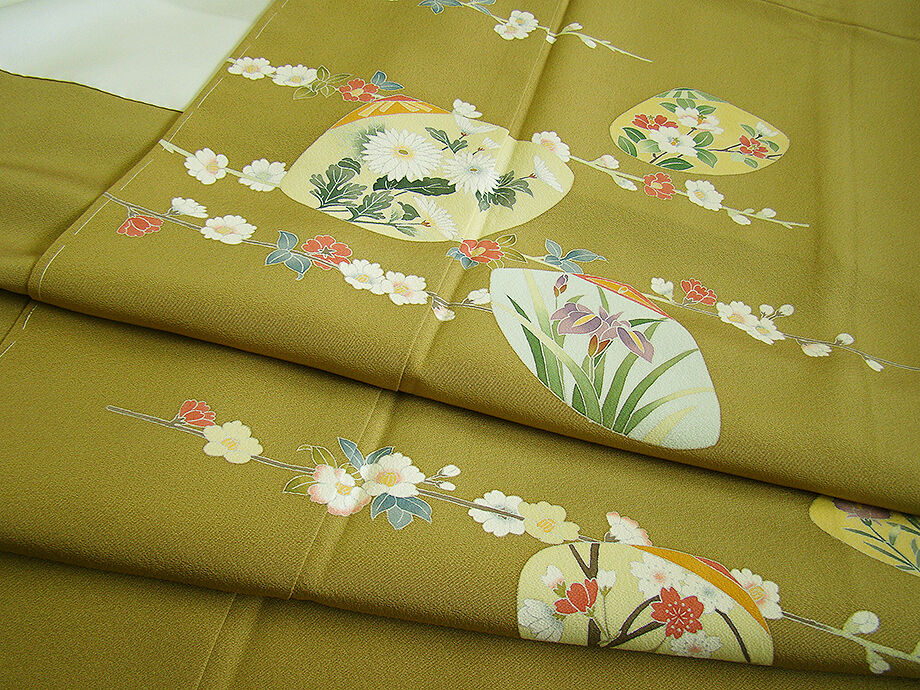 時代屋 裄69.4ｃｍ 新品 ロング寸 作家物 極上 丹後 縮緬地 附下げ 訪問着 正絹 未使用 仕付糸付 袷 当店仕立 160ｃｍ～166ｃｍ HH753