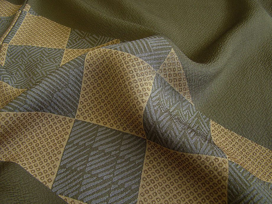 時代屋 裄67.5ｃｍ 縮緬地 附下げ 訪問着 西陣織 袋帯 帯揚 帯〆 4点 セット 正絹 仕立上り 袷 共八掛 152ｃｍ～158ｃｍ HH1327