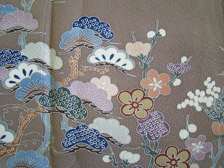 時代屋 裄64.4ｃｍ 極上縮緬地 本加工染 附下げ 訪問着 正絹 未使用 仕付糸付 袷 150ｃｍ～156ｃｍ HH788