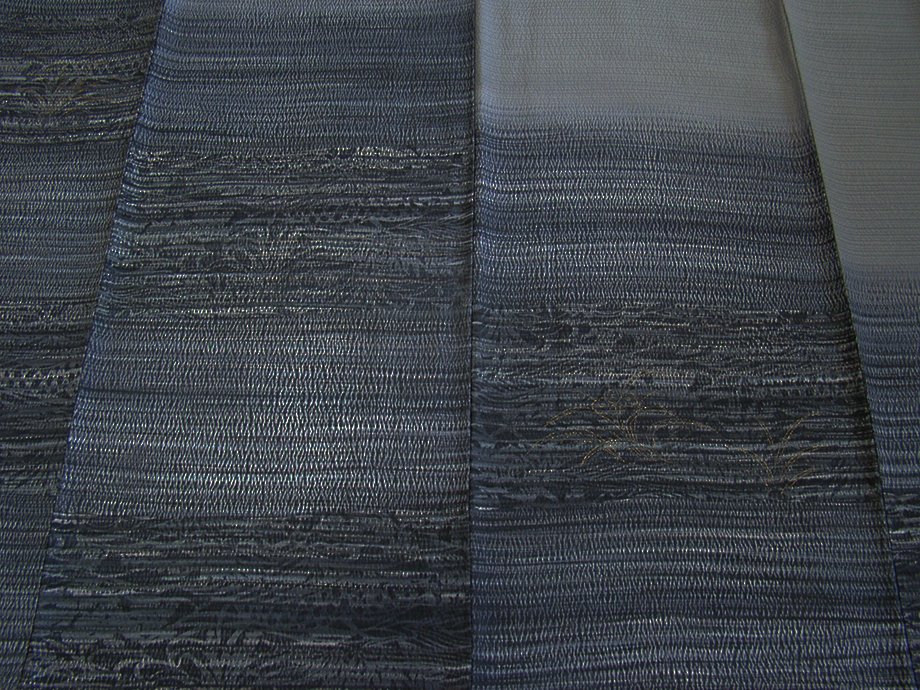 時代屋 裄66.7cm 極上縮緬地 金彩加工染 フクレ織 附下げ 訪問着 正絹 袷 未使用 153cm~159cm I294