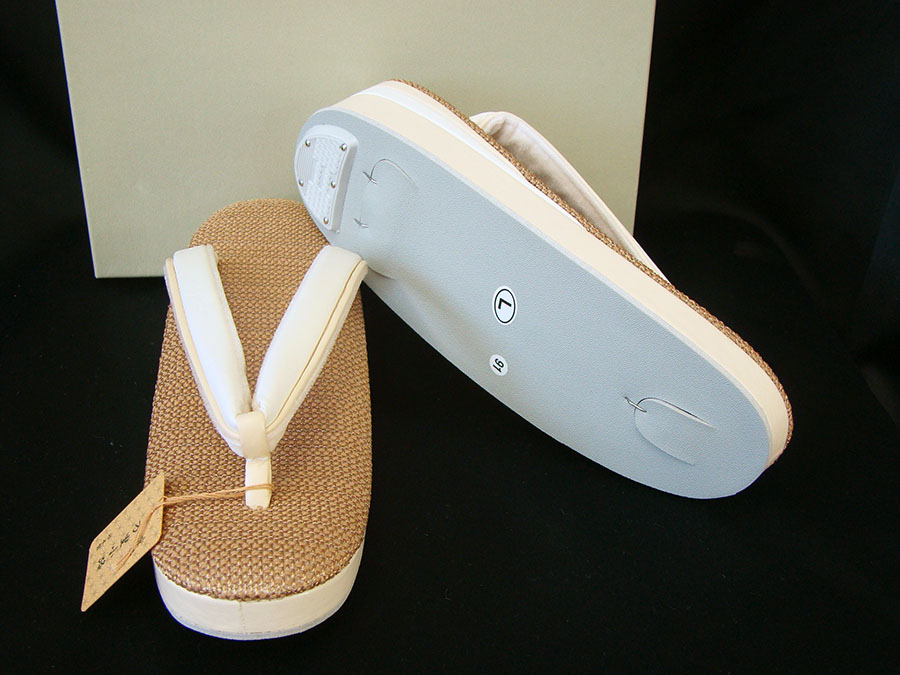 時代屋 新品 夏物 L寸 履きやすい 低反発 草履 日本製 パナマ調 未使用 Ｚ113