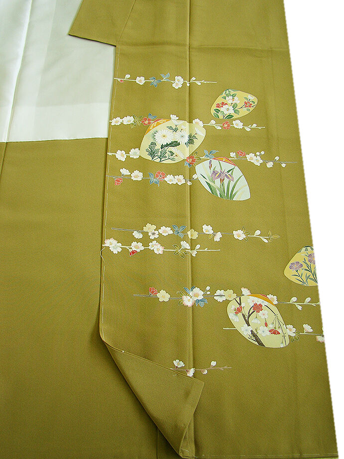 時代屋 裄69.4ｃｍ 新品 ロング寸 作家物 極上 丹後 縮緬地 附下げ 訪問着 正絹 未使用 仕付糸付 袷 当店仕立 160ｃｍ～166ｃｍ HH753