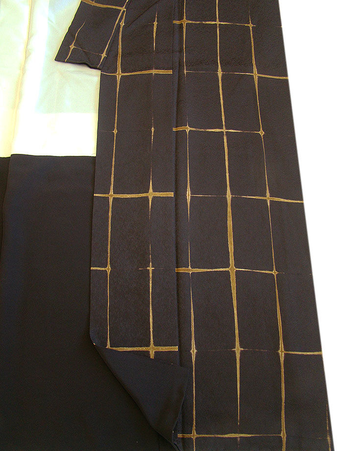 時代屋 裄66.7ｃｍ お茶事 縮緬地 小紋 正絹 仕立上り 袷 155ｃｍ～161ｃｍ KK491