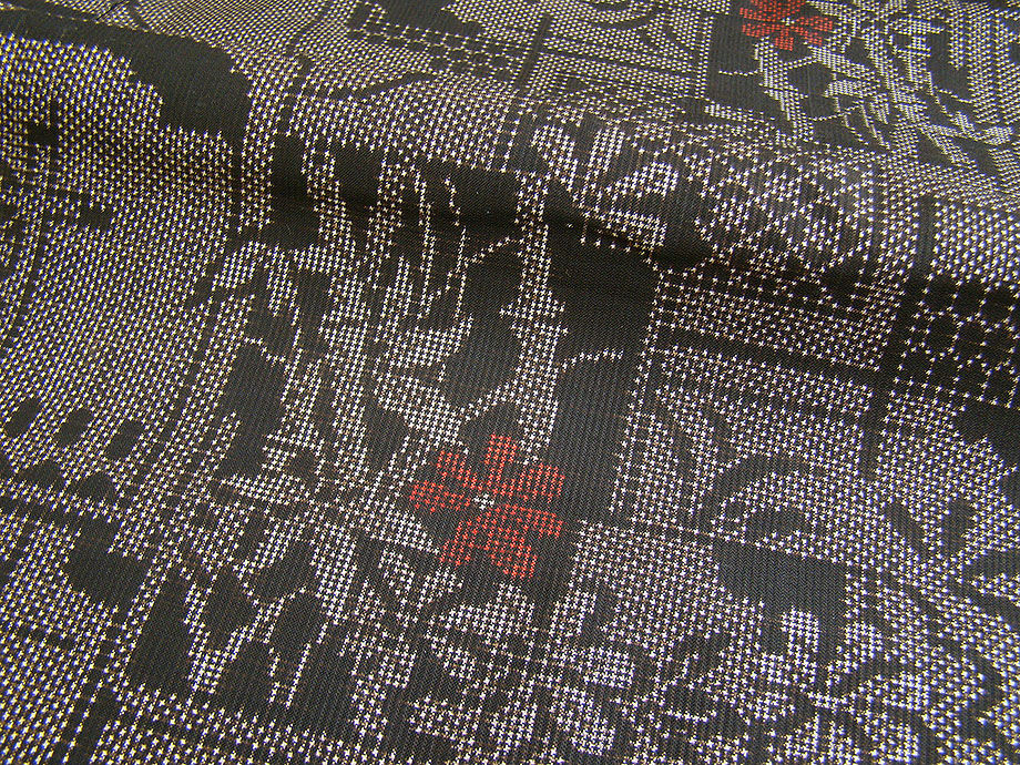 時代屋 裄66.7ｃｍ 本場 大島紬 なごや帯 帯揚げ 帯〆 ４点 セット 正絹 径横絣 7マルキ 仕立上り 袷 148ｃｍ～154ｃｍ TT542