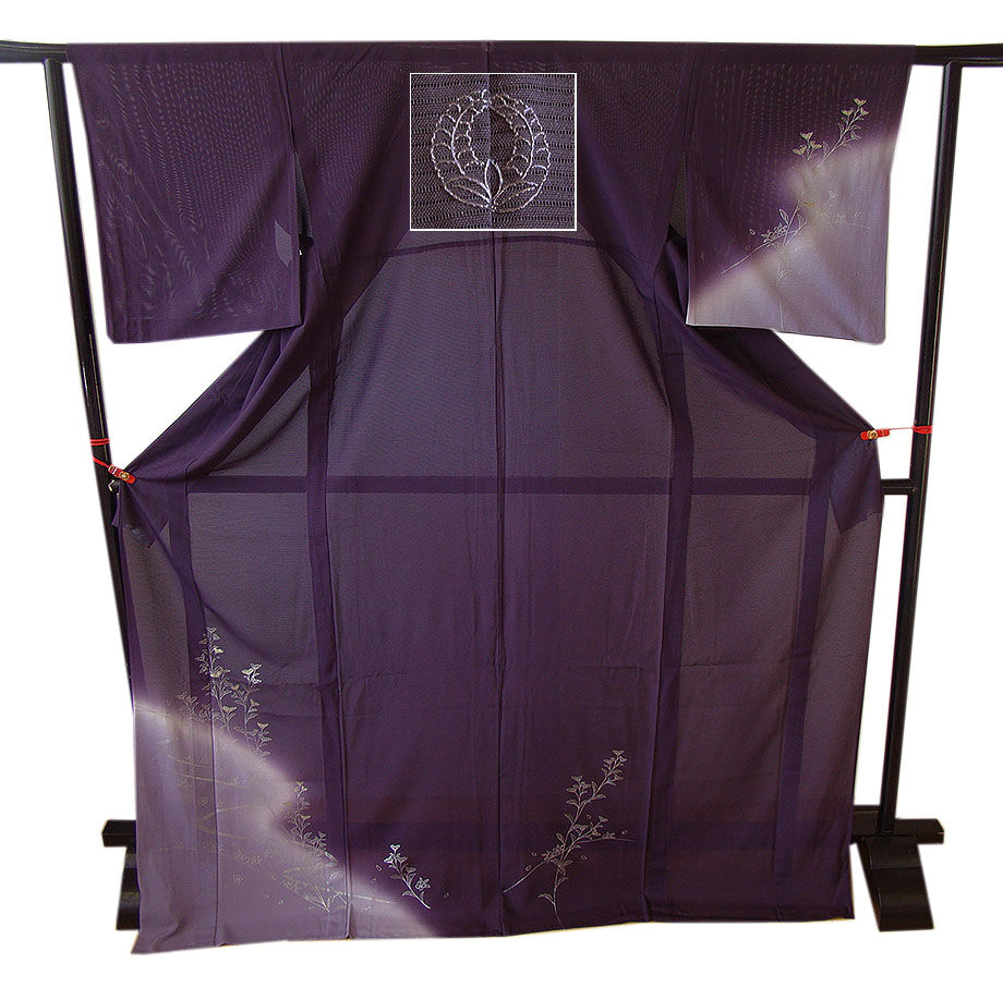 時代屋 裄68.2ｃｍ ロング寸 夏物 駒絽５本絽 プラチナ箔 附下げ 訪問着 正絹 仕立上り 上り藤 158ｃｍ～165ｃｍ HH1377