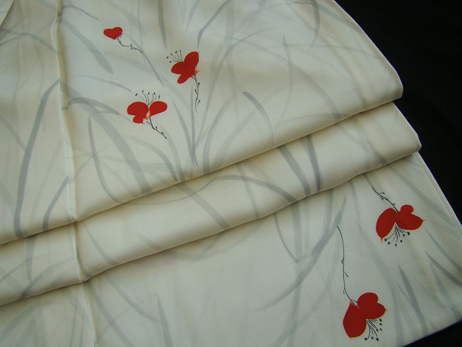 時代屋 美品 単衣 裄69cm ロング寸 白地 小紋 正絹 未使用 162cm～168cm Kｓ922