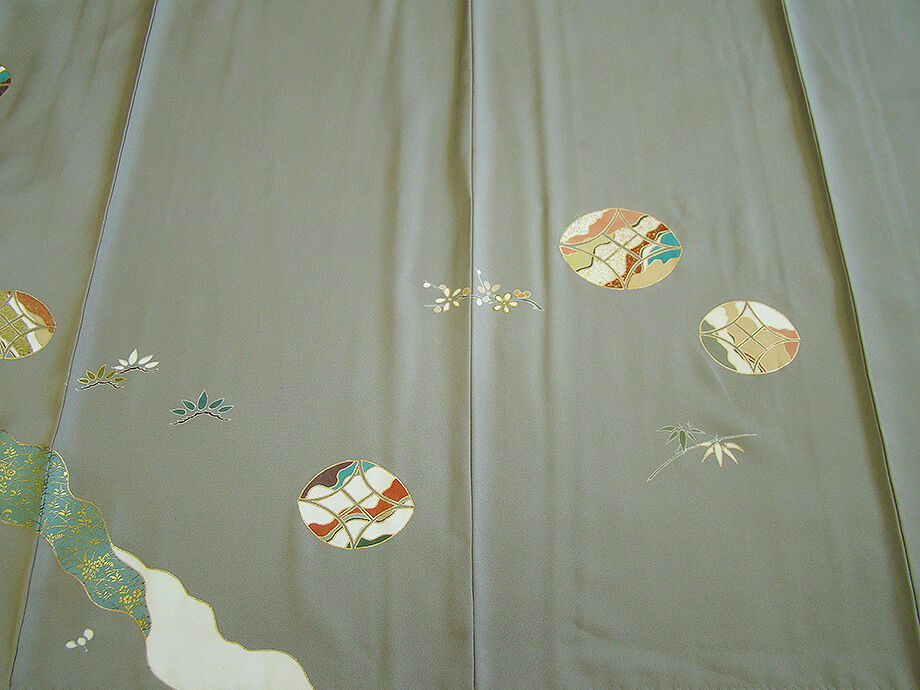 時代屋 美品！裄65.2ｃｍ 極上一越地 金彩加工染 附下げ 訪問着 正絹 仕立上り 袷 152ｃｍ～158ｃｍ HH1044