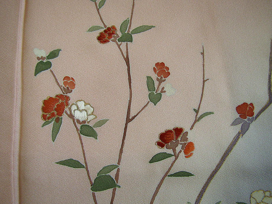 時代屋 裄66.3ｃｍ 作家物 一越地 本加工染 附下げ 訪問着 正絹 仕立上り 袷 共八掛 154ｃｍ～160ｃｍ HH1334