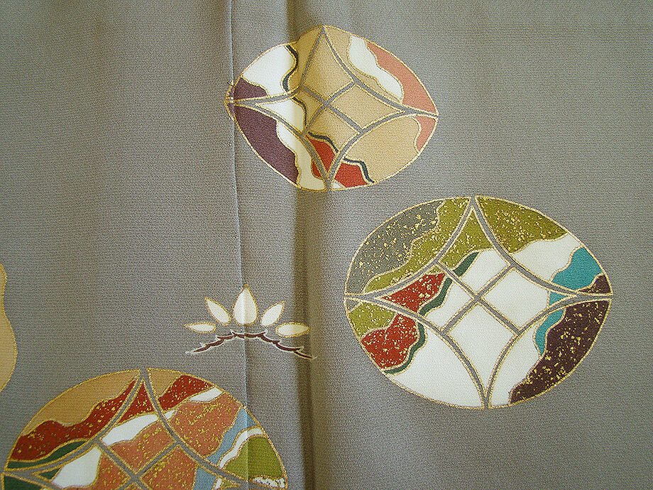 時代屋 美品！裄65.2ｃｍ 極上一越地 金彩加工染 附下げ 訪問着 正絹 仕立上り 袷 152ｃｍ～158ｃｍ HH1044