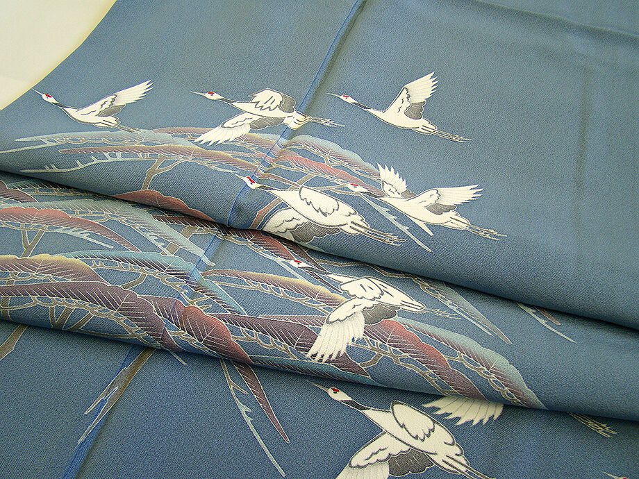 時代屋 裄63.3ｃｍ S寸 作家物 極上一越地 本加工染 附下げ 訪問着 正絹 仕立上り 袷 147ｃｍ～153ｃｍ HH584