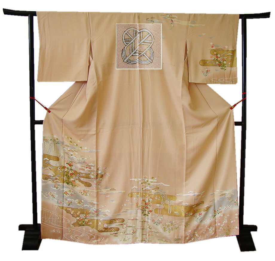 時代屋 裄68.2cm ロング寸 極上一越地 金彩加工染 附下げ 訪問着 