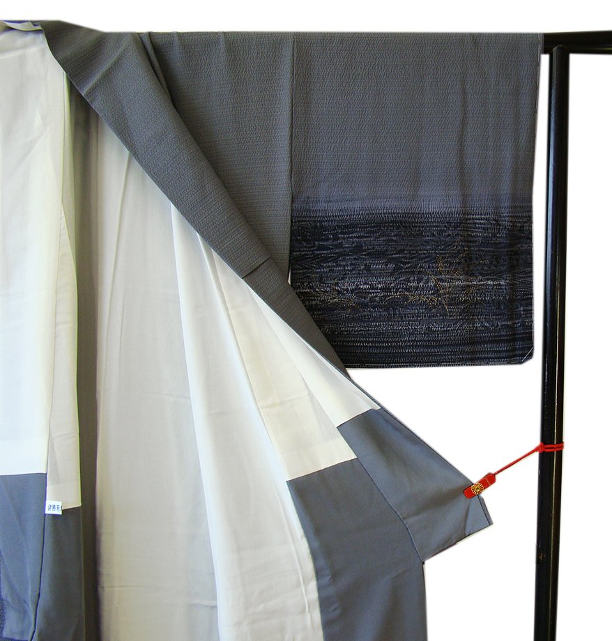 時代屋 裄66.7cm 極上縮緬地 金彩加工染 フクレ織 附下げ 訪問着 正絹 袷 未使用 153cm~159cm I294