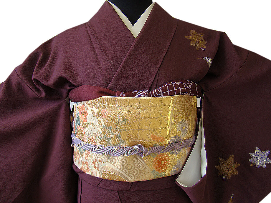 時代屋 63.6cm 極上縮緬地 金彩加工染 附下げ 訪問着 袋帯 帯揚げ 帯〆セット 正絹 袷 仕立上り 148cm~154cm L918