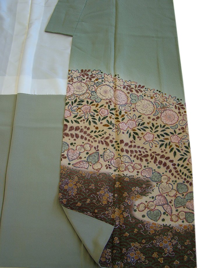 時代屋 裄69.0cm ロング寸 極上縮緬地 辻ヶ花 金銀彩加工染柄 附下げ 訪問着 正絹 袷 仕立上り 160cm~166cm I213