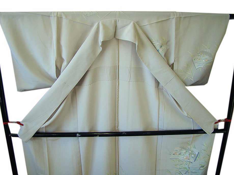 時代屋 裄64.4ｃｍ 単衣 極上縮緬地 本加工染 附下げ 訪問着 正絹 未使用 仕付糸付 150ｃｍ～156ｃｍ HH1331