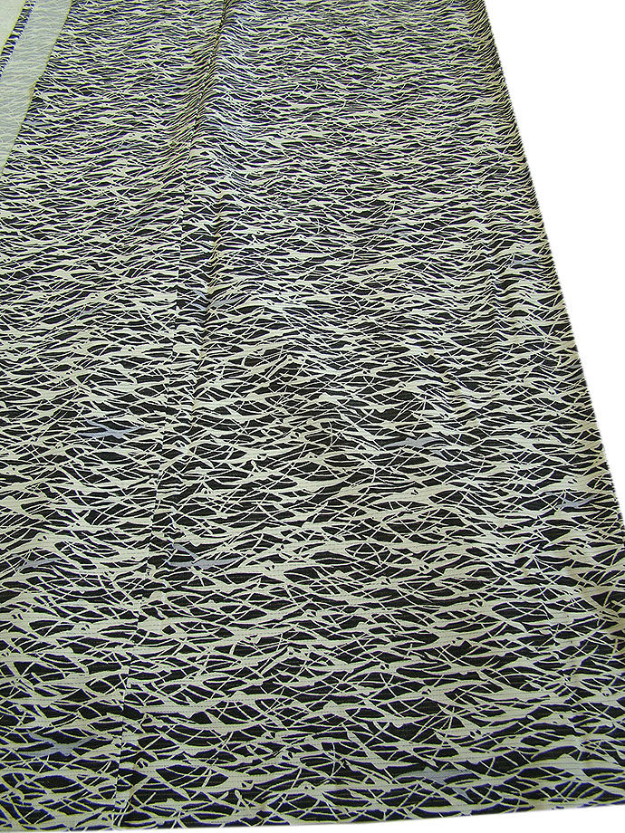 時代屋 裄70.1ｃｍ ロング寸 夏物 お茶事 駒絽 ３本絽 黒地 小紋 正絹 仕立上り 162cm～170ｃｍ KK646