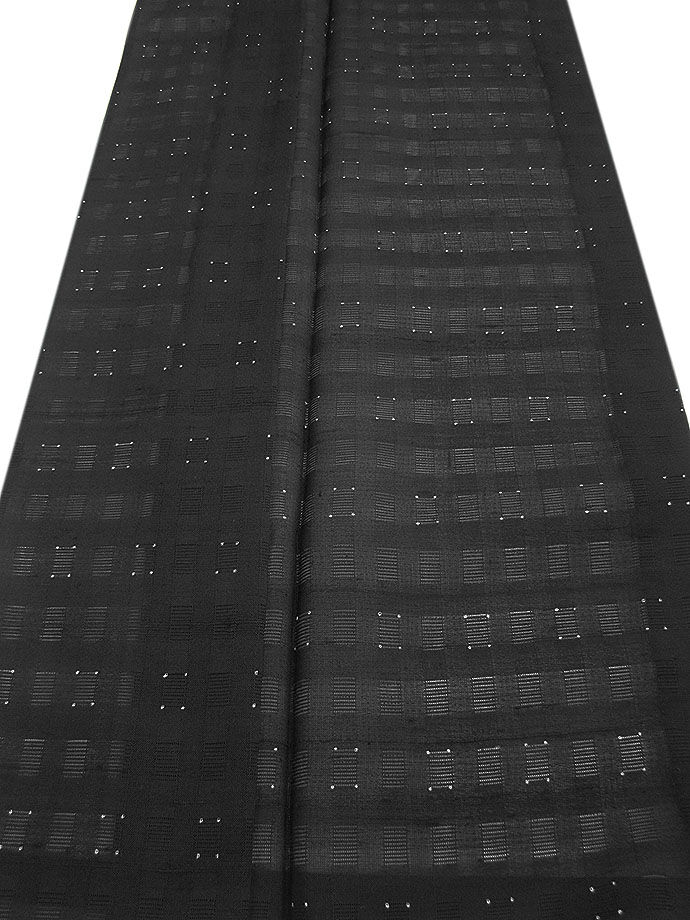 時代屋 裄66.3ｃｍ 新品 夏物 小粋 黒地 紗 小紋 正絹 未使用 仕付糸付 居敷当て付 154ｃｍ～160ｃｍ KK580