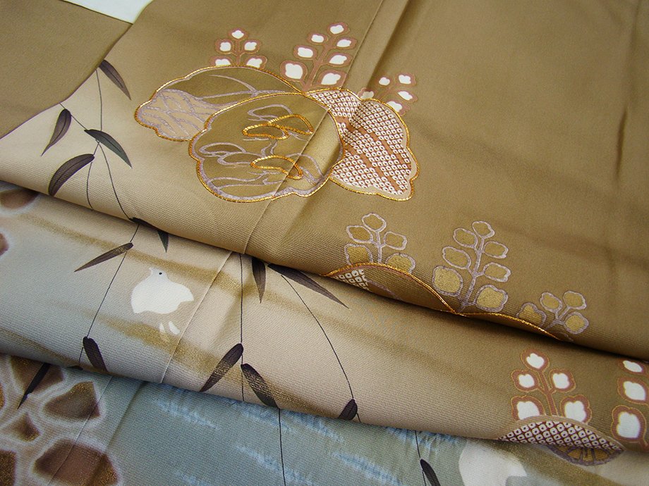 時代屋 裄67.1cm 作家物 一越地 本加工染 附下げ 訪問着 正絹 袷 仕立上り 154cm~160cm 五三桐 I230