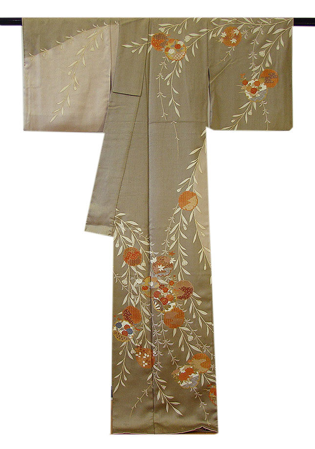 時代屋 裄65.6ｃｍ 紋意匠地 附下げ 訪問着 袋帯 西陣織 帯揚げ 帯〆 4点 セット 正絹 仕立上り 袷 152ｃｍ～158ｃｍ HH1301