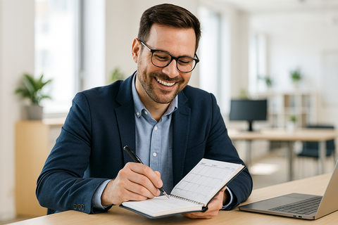 予定を作成する男性