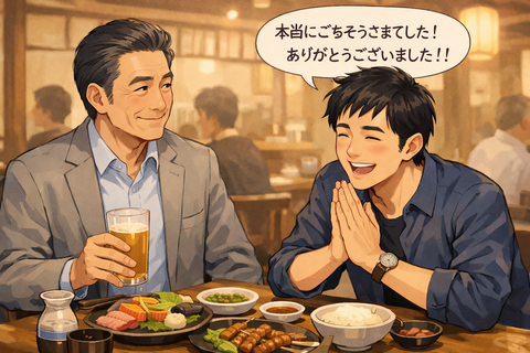おごってもらう男性