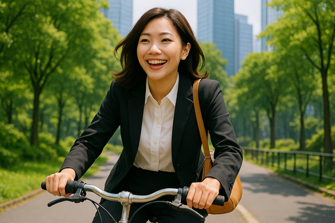 自転車にのる女性