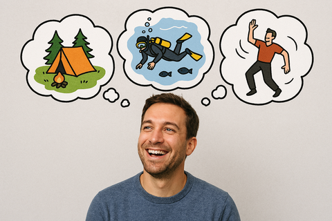 楽しいことを考える男性