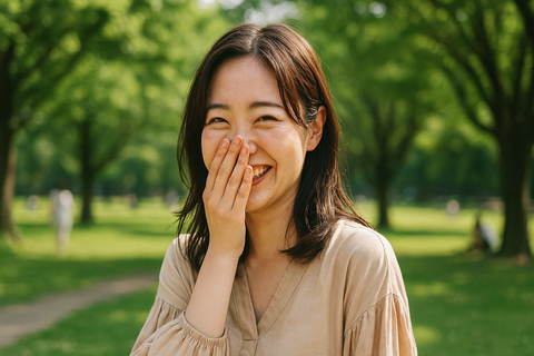 照れ笑いをする女性