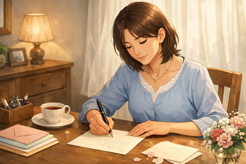 手紙を書く女性