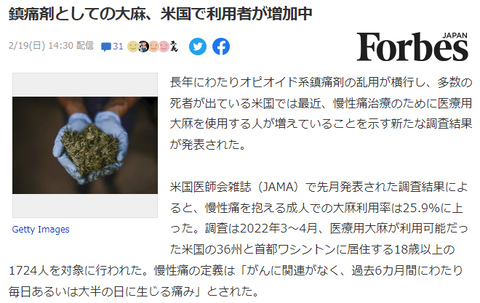 鎮痛剤としての大麻