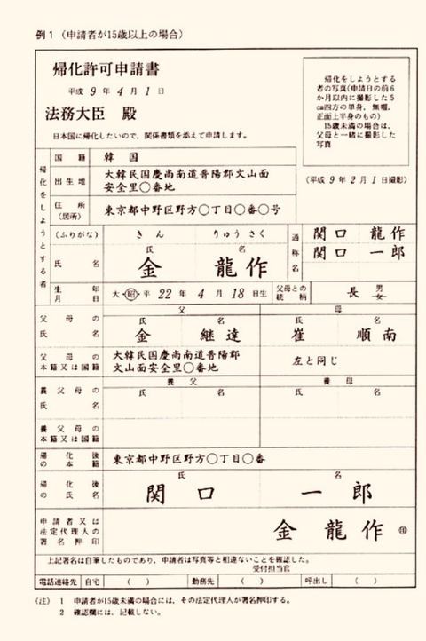 帰化申請書