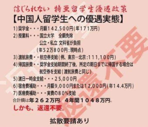 中国人学生待遇