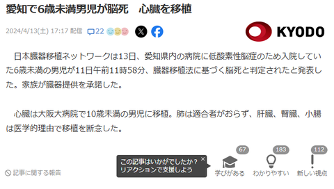 インフルエンザ　脳死