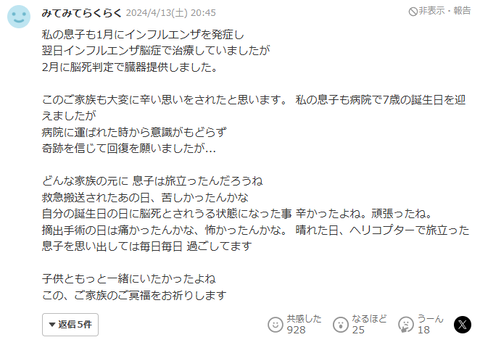 インフルエンザ　脳死２