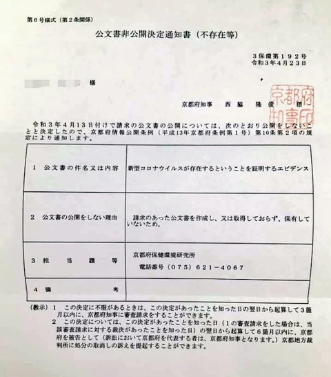 京都府 コロナは存在しない