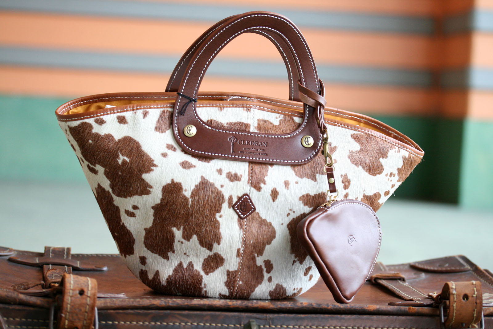 CLEDRAN 【クレドラン】ポーチ付きトートバッグ ホルスタイン  