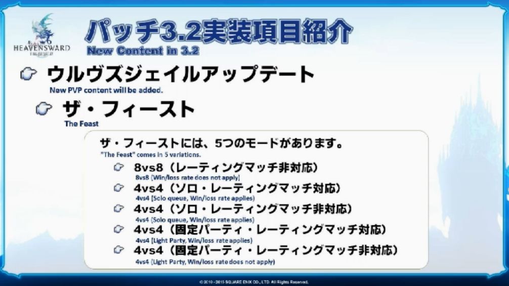 Ff14 パッチ3 2で実装されるウルヴズジェイル2こと ザ フィースト でpvpはどうなる ゲームをレンタルできるゲーム屋さん