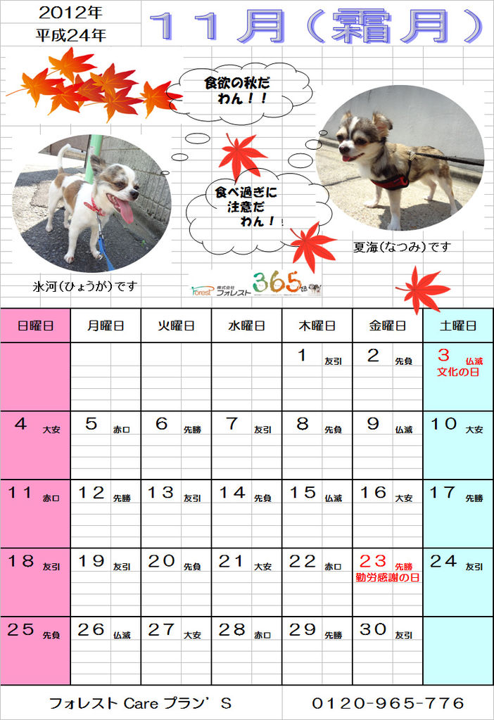 プランズ通信11月カレンダーJPEG