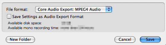 DP5 Core Audio Export: MPEG4 Audio