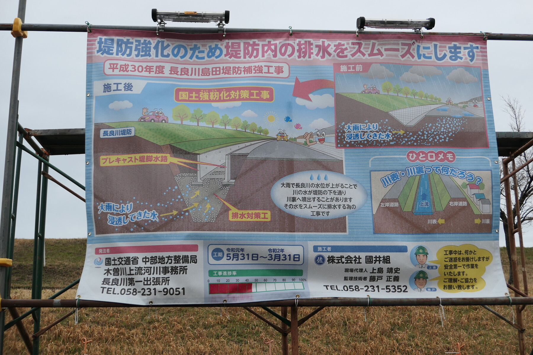 長良橋周辺の陸閘めぐり 長良川右岸堤防強靭化中 やまさんがくる 長良橋周辺の陸閘めぐり 長良川右岸堤防強靭化中 やまさんがくる