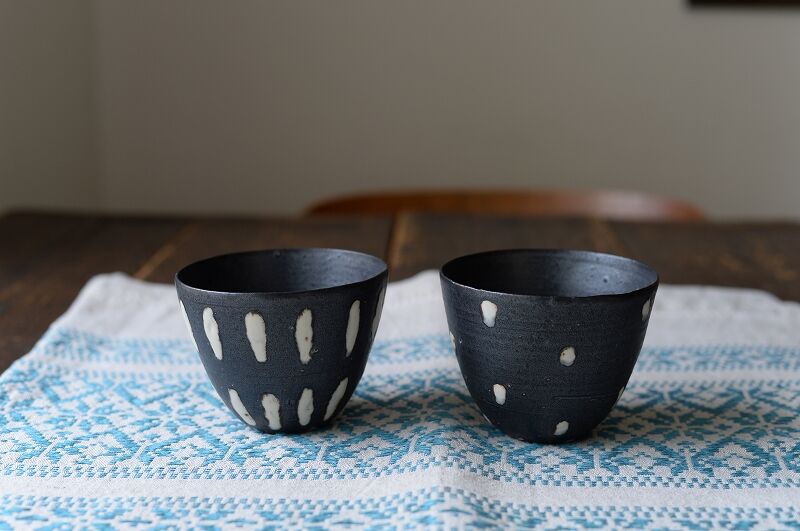 楠田純子　プレート　2枚セット 陶芸作家 楠田純子さん クロス柄のお皿