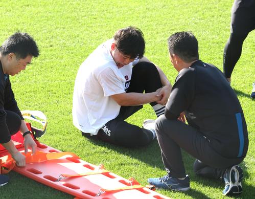 【心配】日本ハム・清宮アクシデント！悲鳴あげて倒れ込む　沖縄先乗り自主トレで左足付近押さえる  [Ailuropoda melanoleuca★]