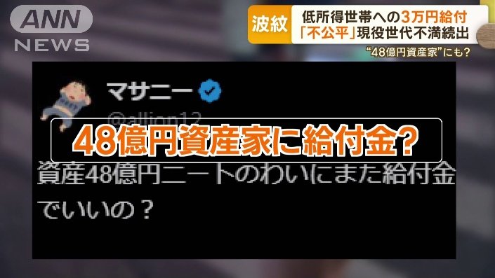 非課税世帯への3万円給付。現役世代から不満の声 給付対象のおよそ75％が65歳以上