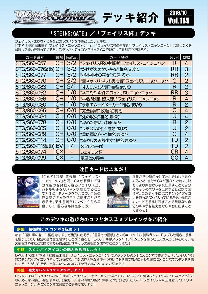 Ws Steins Gate Official Deck List Freedomduoのcardgame D