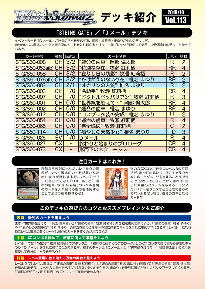 Ws Steins Gate Official Deck List Freedomduoのcardgame D