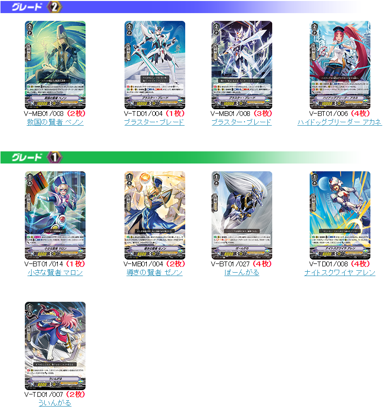 Vg V Mb01 Official Deck List Freedomduoのcardgame D