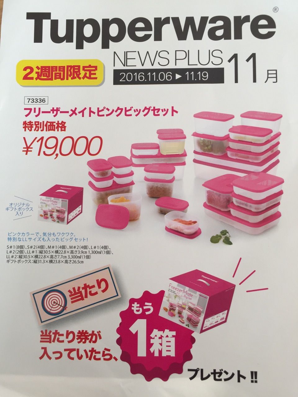 タッパーウエア フリーザーメイト ピンクギフト 2箱 タッパーウエア