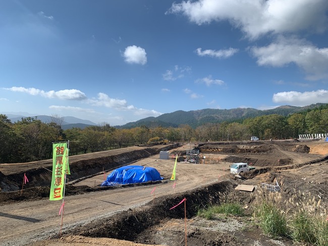 玖珠太陽光 調整池工事様子 東側