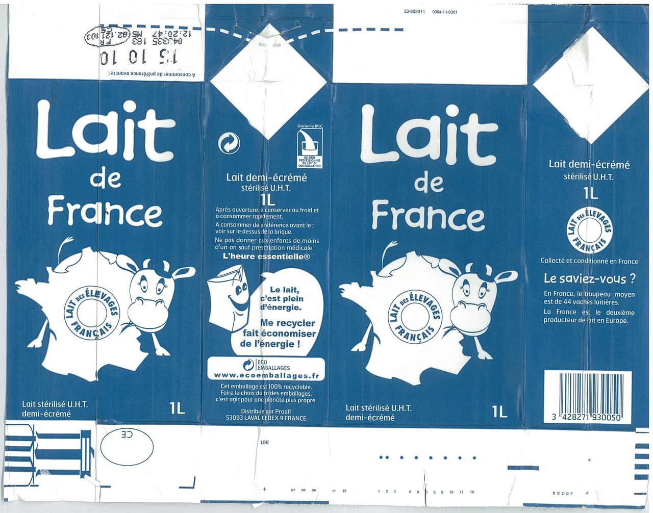 Lait De France １０年１０月 愛しの牛乳パック